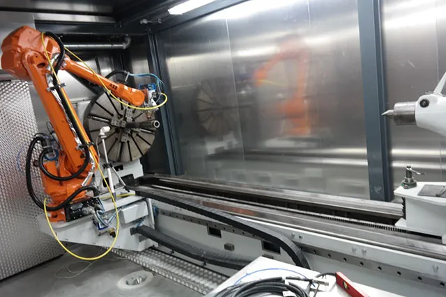 Inside of a Hornet laser cladding system