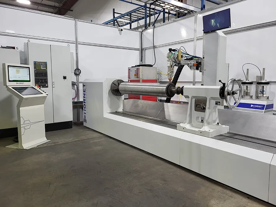The cladding process with a Hornet Laser Cladding system 